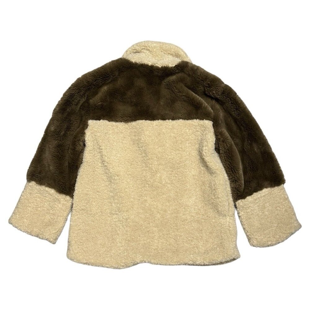 STEVE MADDEN Faux Fur Fleece Comfy Designer Womens Earth Tone Coat Large - Picture 3 of 4